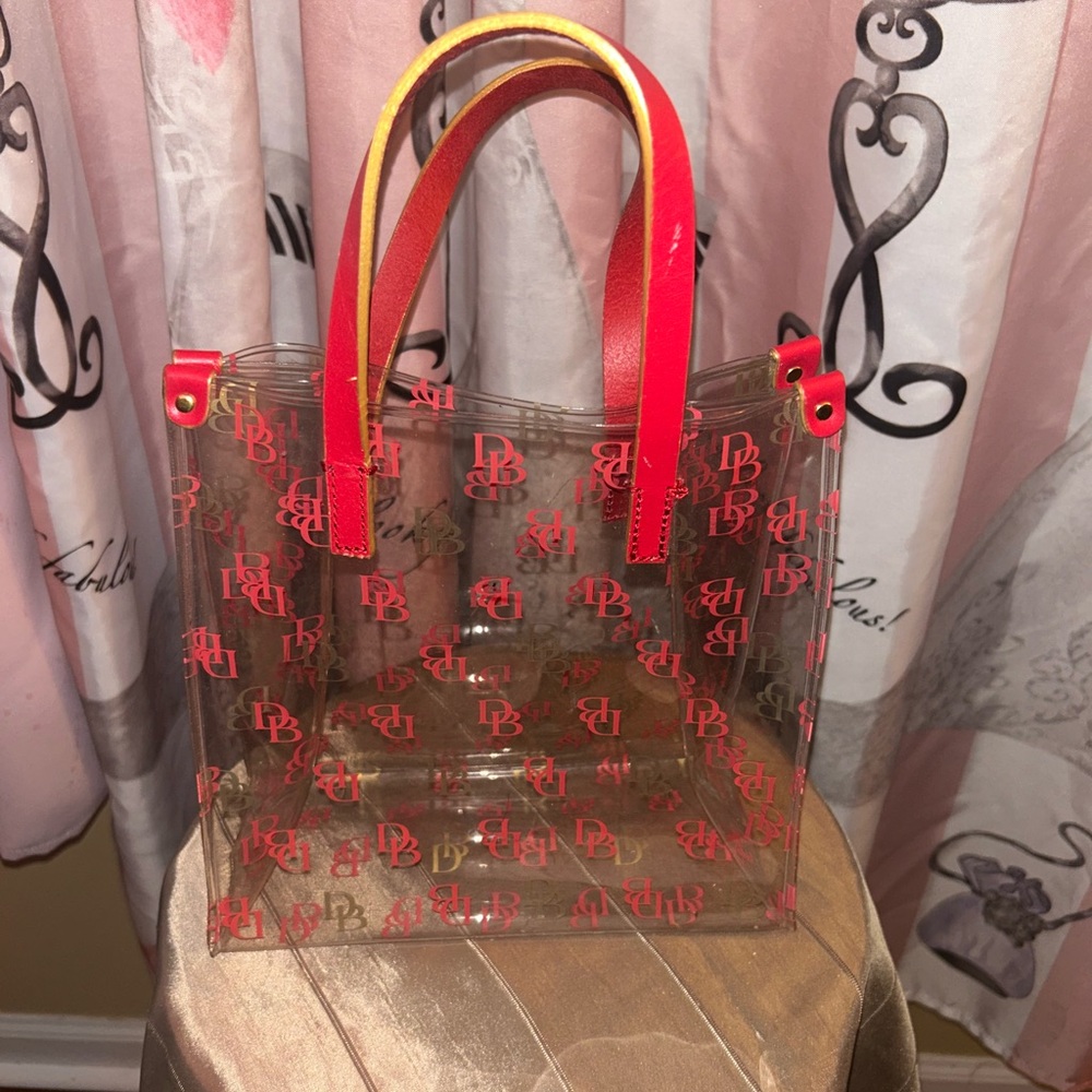 Dooney & Bourke Clear Lunch It Tote with Red Logo and Handles - PLEASE READ